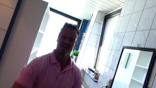 Lovely redhead chick fucked in her shaved pussy outdoor