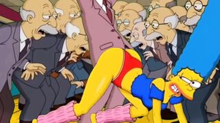 Dirty Orgy of Housewife Mrs. Sinpsom with Old Men at the Casting. Cartoon Parody