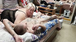 Stepmom gives deep blowjob to my cum