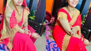 Red Saree beautiful Sexy Bhabhi Ko Ghar me pela