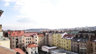 Andrea Dipre outdoor blowjob on the roof in Prague
