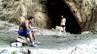 Tattooed muscle man and petite black hair cock sucking pussy fucking