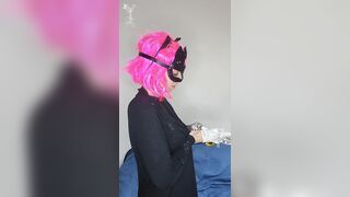 My natural tits are throbbing! Kitten mask on for a solo delight