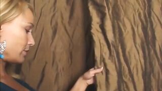 Big Tit Blonde Slobbers on Big Gloryhole Cock