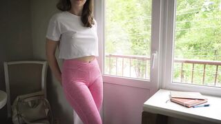 Naughty Stepsis Shows Off Big Cameltoe Pussy In Yoga Pants