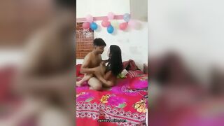 Sexy hot birthday desi Indian girl hard fuck by bf moaning