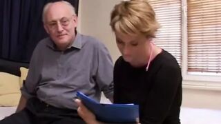 blonde chick enjoying sex with old man