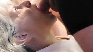 Grey-Haired Granny's Blowjob and Cum-Filled Mouth
