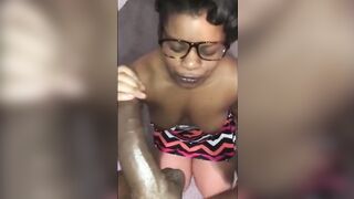 Sloppy Amateur Deepthroats a Big Black Cock