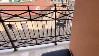 Morning Sex on Balcony, Amateur Couple with Cumshot on Her