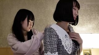Threesome of an 18-year-old black-haired Japanese beauty. She has a blowjob and creampie sex with shaved pussy. Uncensored