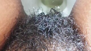 Pussy Fingering by house owner in bathroom to maid then rubbing with water