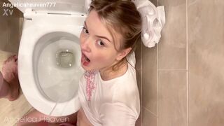 Angelica Heaven - My stepdaddy pissed on me in the toilet and made me drink his urine