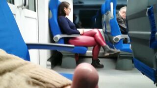 Public train blowjob by a kinky amateur milf