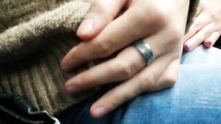 Public train blowjob by a kinky amateur milf