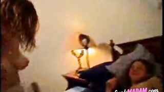 Bi Girl Gets Caressed by Two in Amateur Threesome