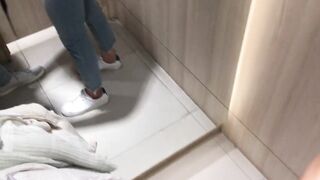 Fitting Room Fun with a Blonde Babe: Sucking and Fucking