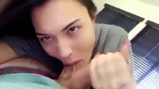 Amazing Brunette Teen Gives POV Blowjob with Cum