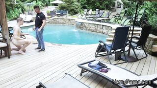 Barebacked for sneaking into the pool by security