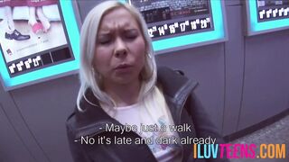 Picking up a blonde tart and screwing her narrow butt