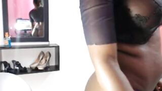 Ebony Goddess Flashes Huge Tits and Ass in Mirror