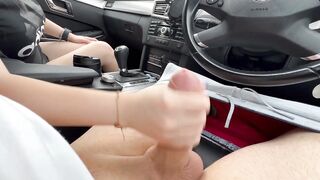 Handjob on a Busy UK Motorway by a Sexy Milf with a Big Cock