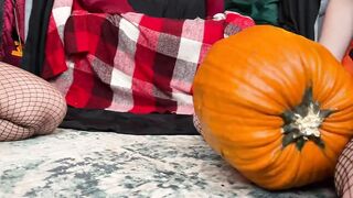 Threesome with Two Horny Witches in BDSM Cosplay Ends with a Cumshot