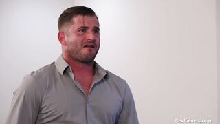 Busty cleaning lady double pussy fucked